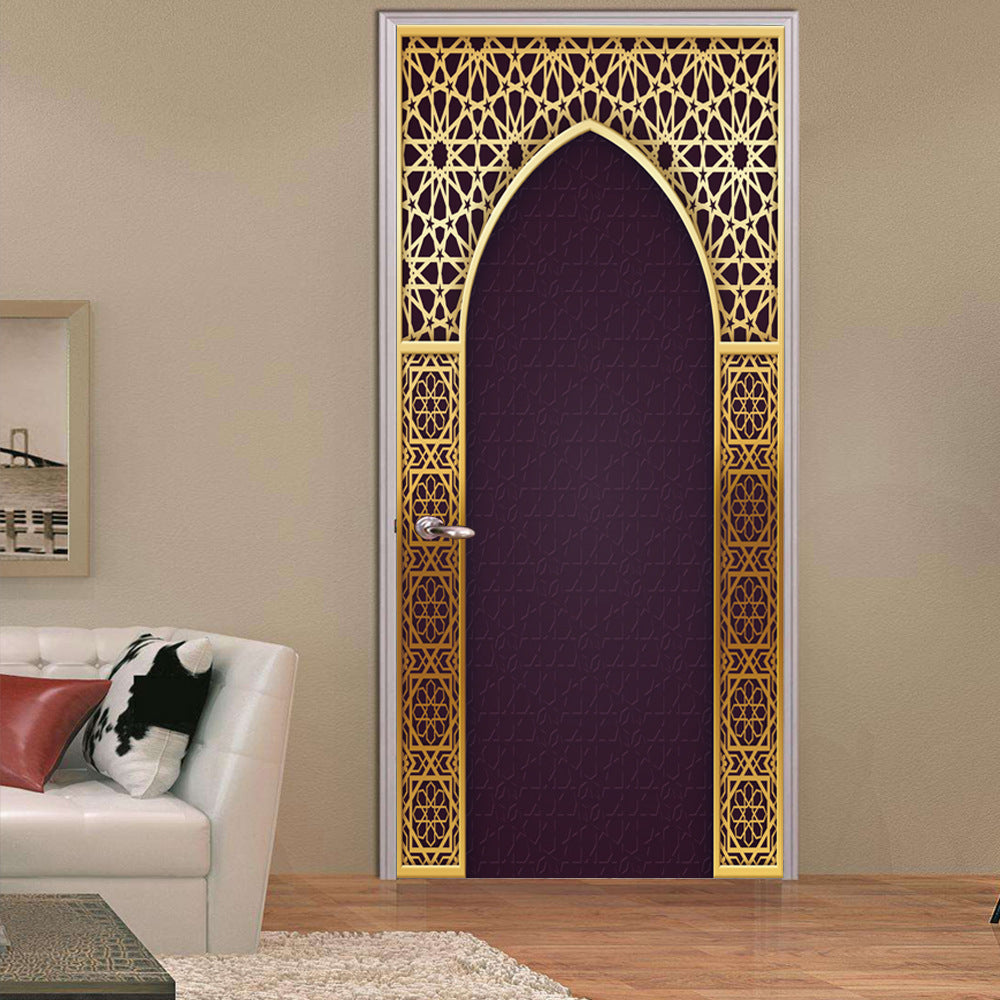Wall Stickers Home Door Decoration 2pcs Set 3d Creative Arabic Style Wallpaper Bedroom