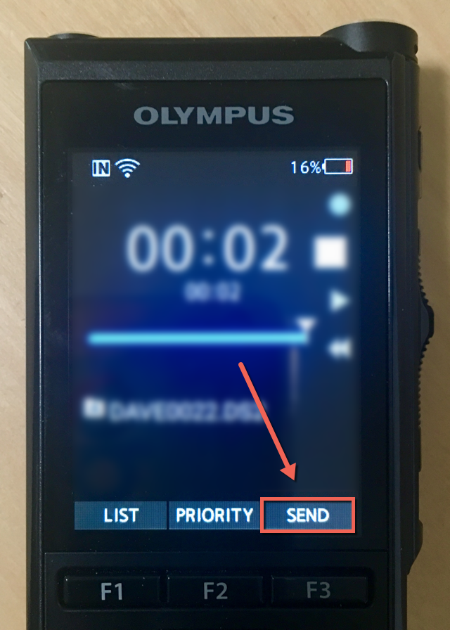 Olympus DS-9500 Send Dictation from dictaphone via email over wifi