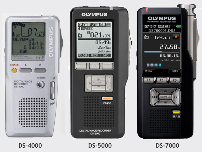 The evolution of Olympus professional digital dictation machines DSS DS-4000 DS-5000 DS-7000