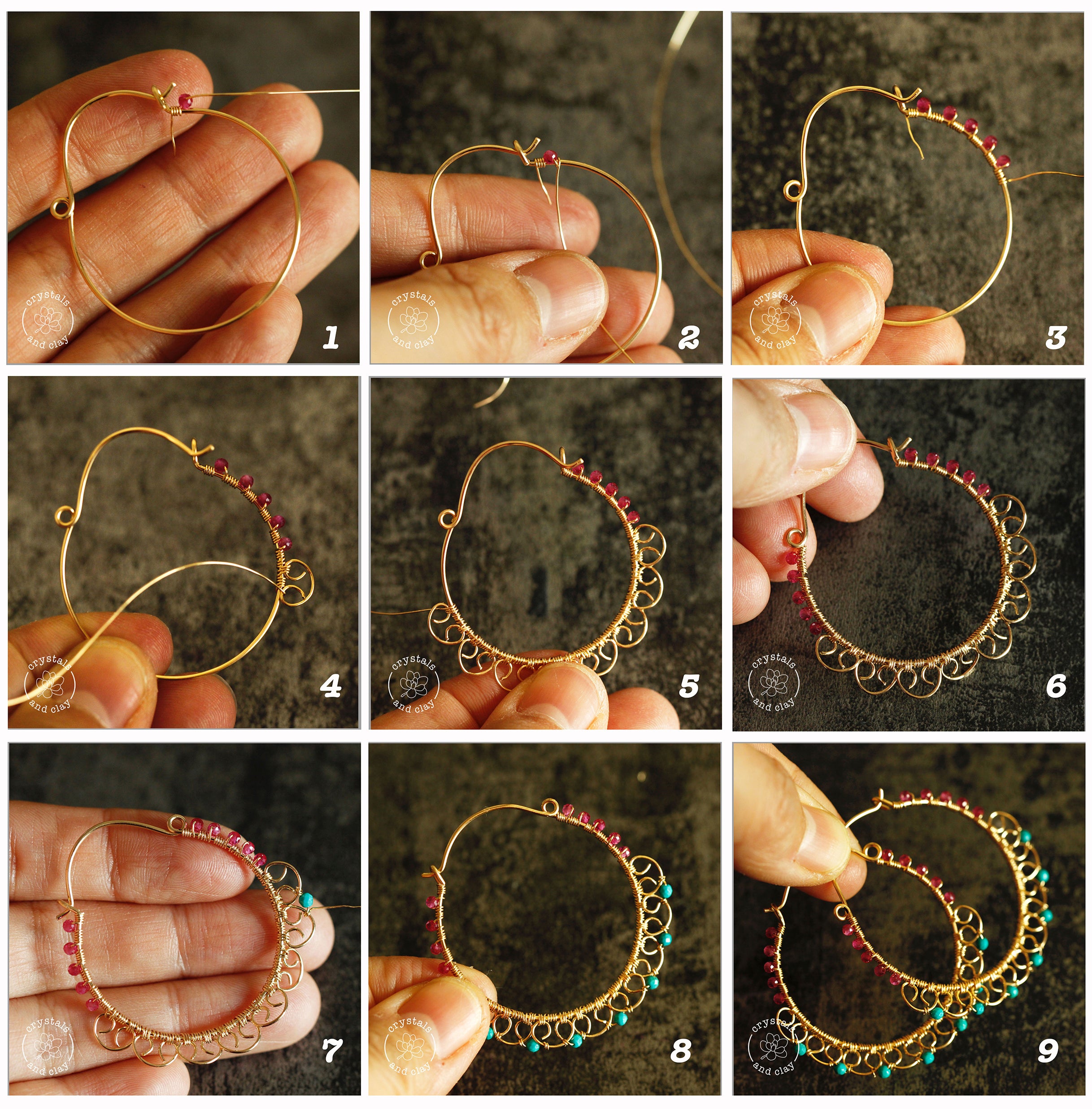 how to assemble wire wrapped hoop earrings