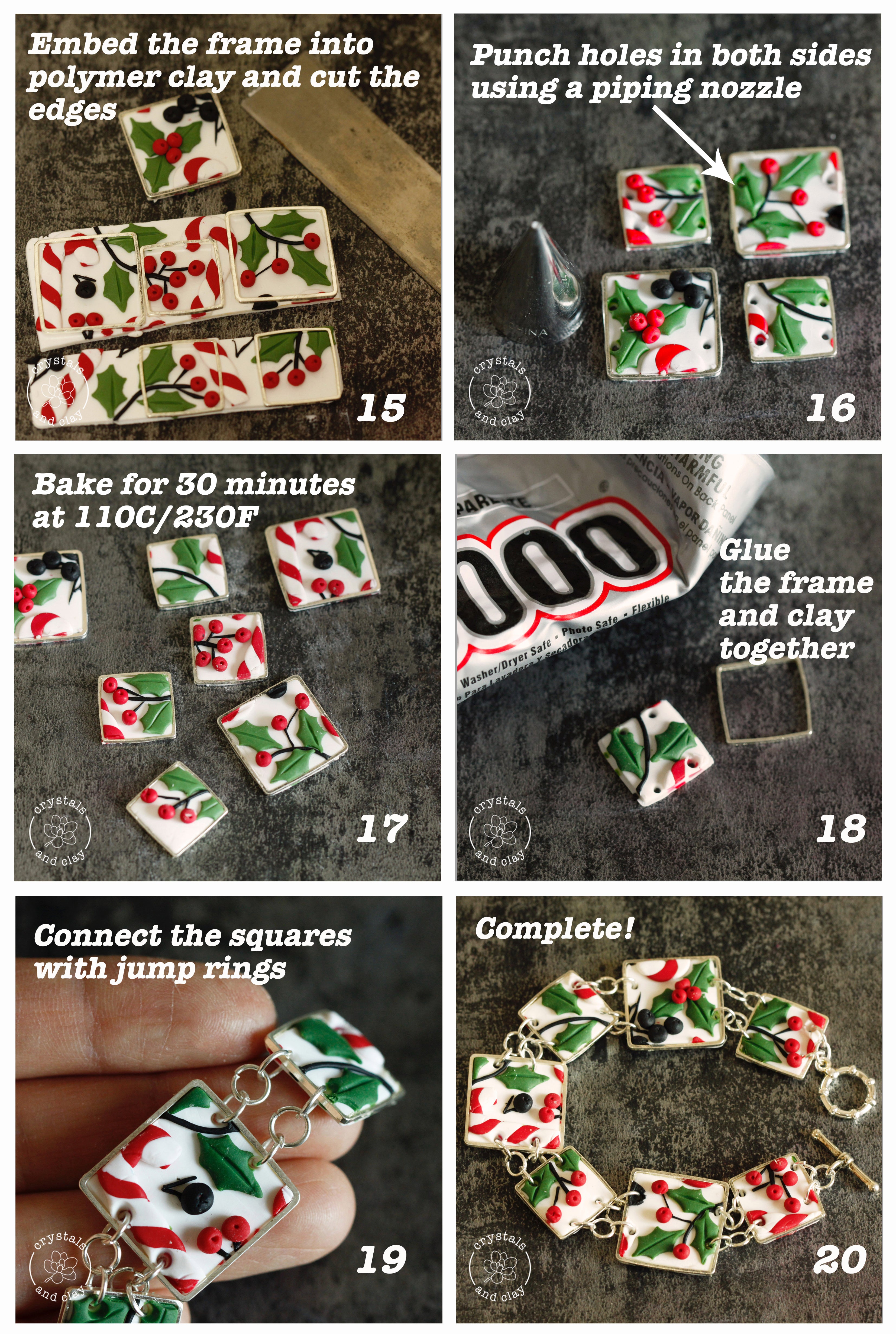 how to make a Christmas theme polymer clay slab bracelet