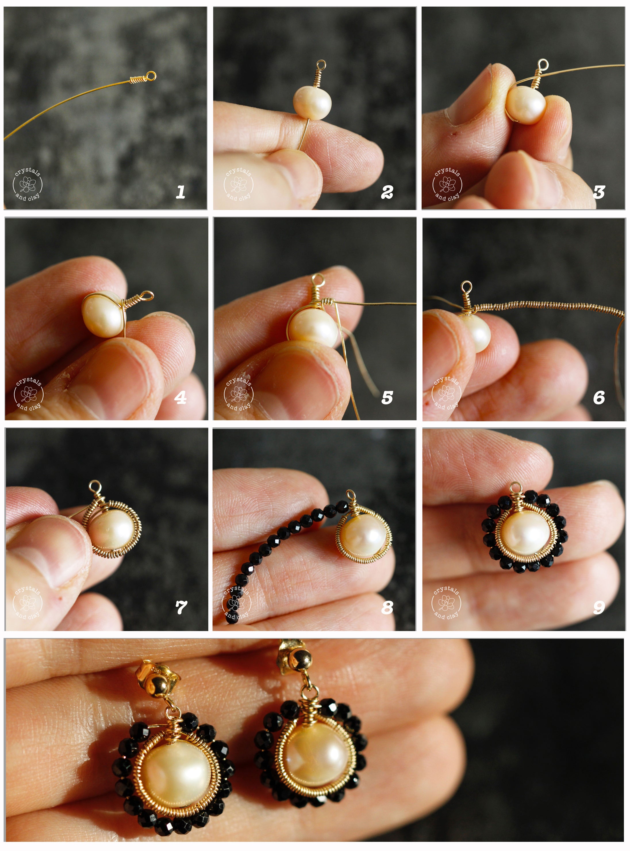 how to make a herringbone weave pearl earrings