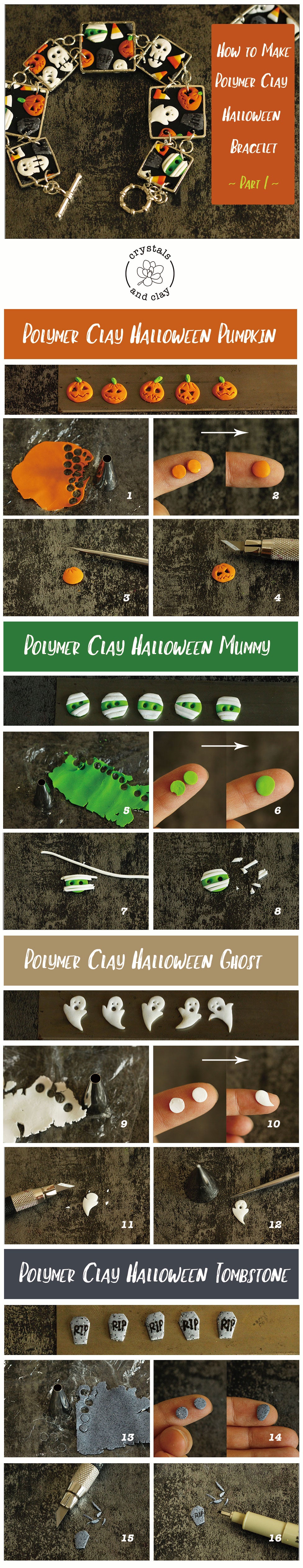 how to make polymer clay halloween bracelet