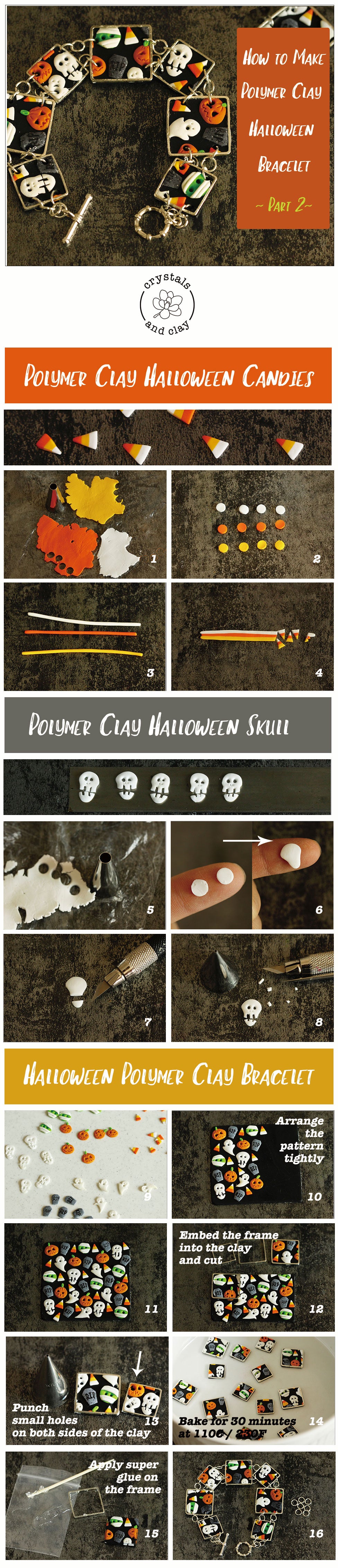 how to make polymer clay Halloween bracelet