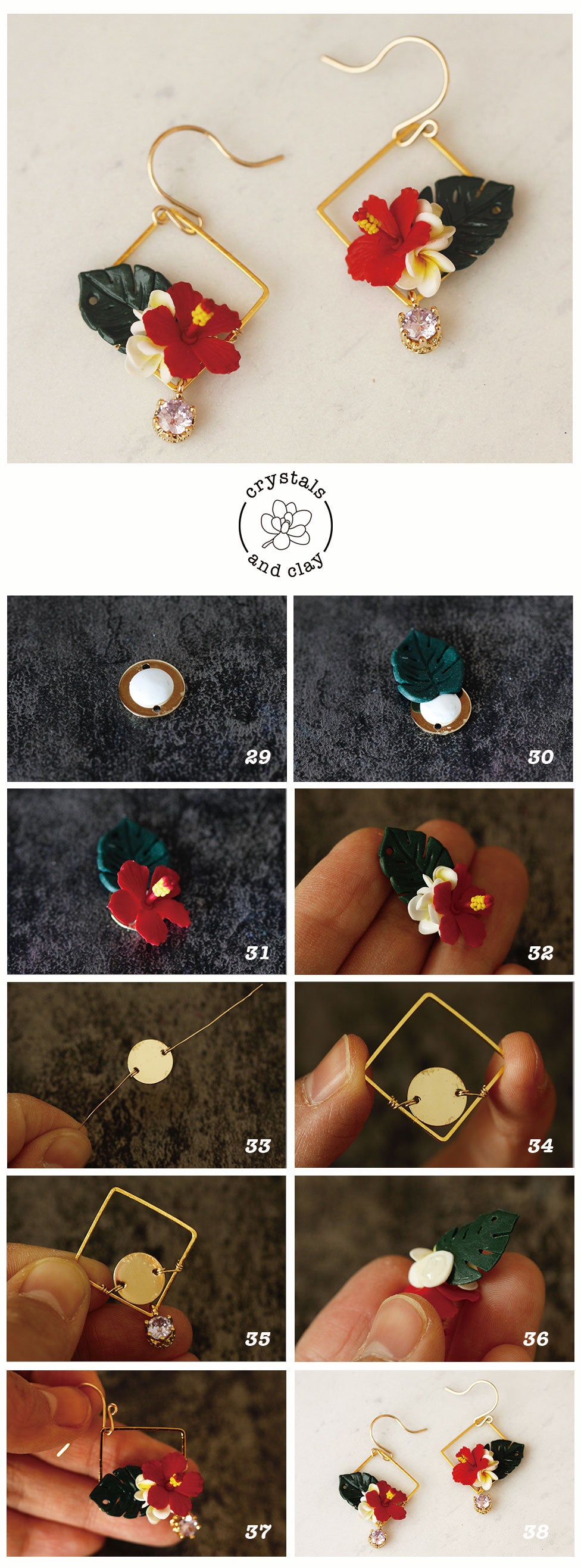 polymer clay tropical flower earrings tutorial