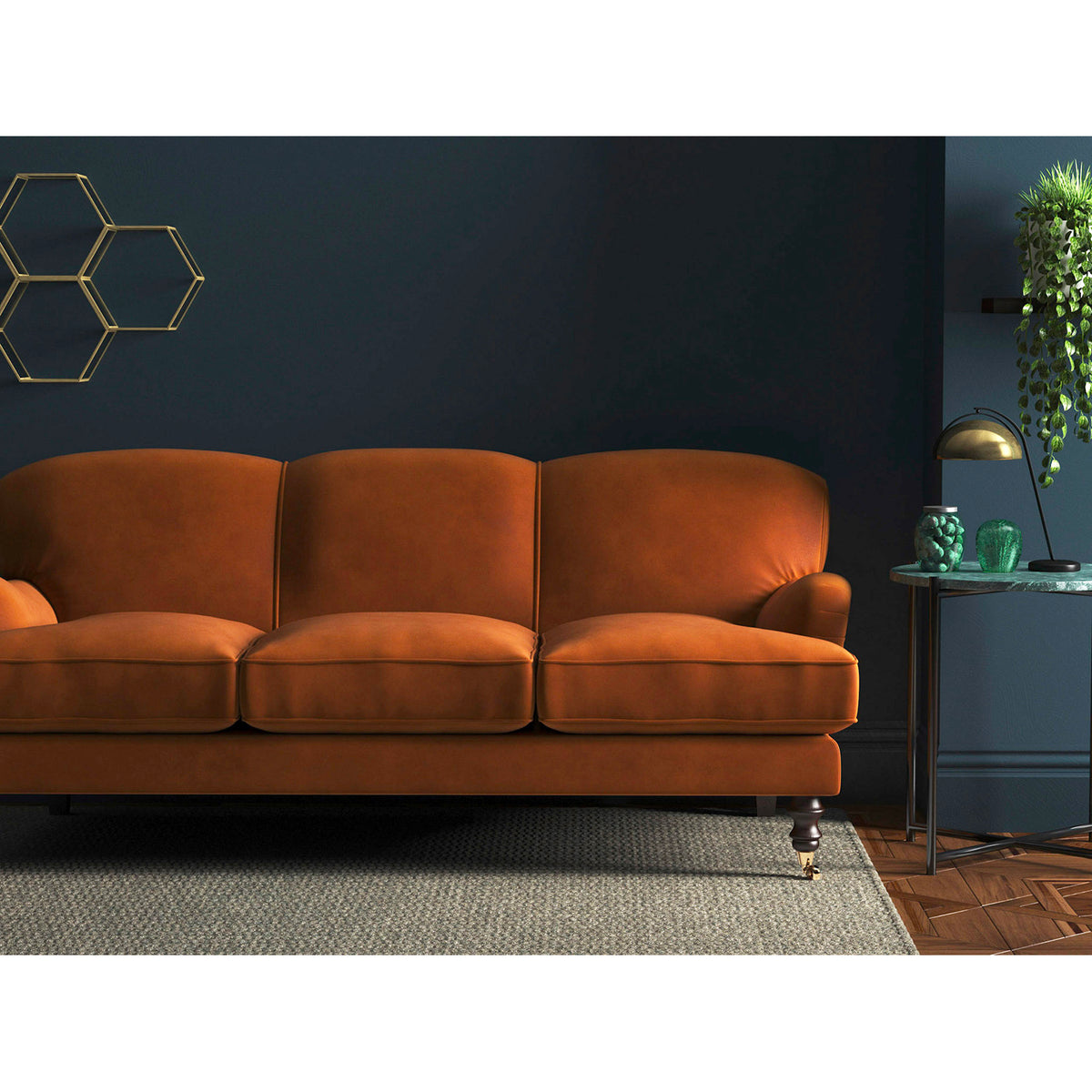 Omega - Burnt Orange | Orange Velvet Sofa | Linwood