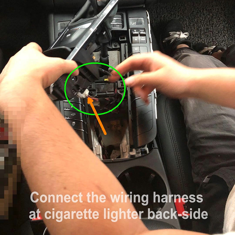 2- Connect the wiring harness at cigarette lighter back-side