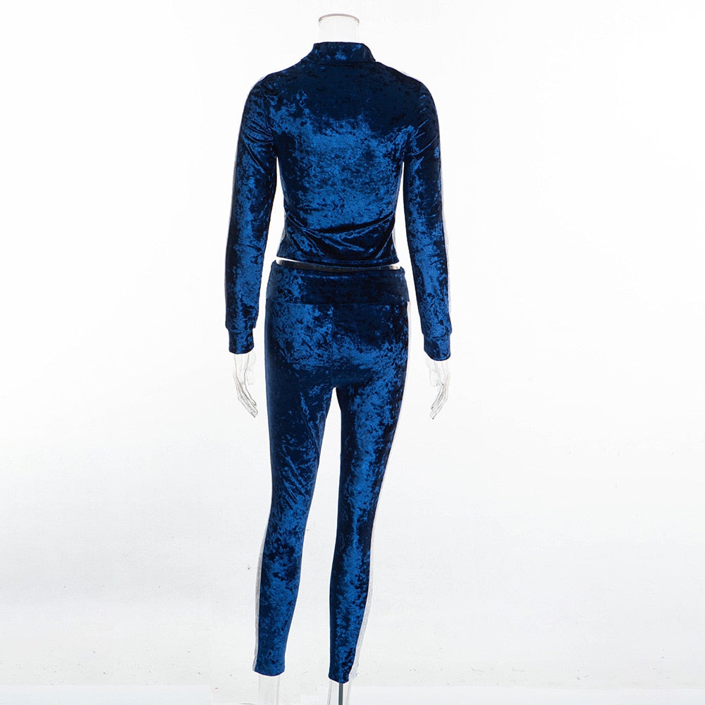 blue velvet tracksuit womens