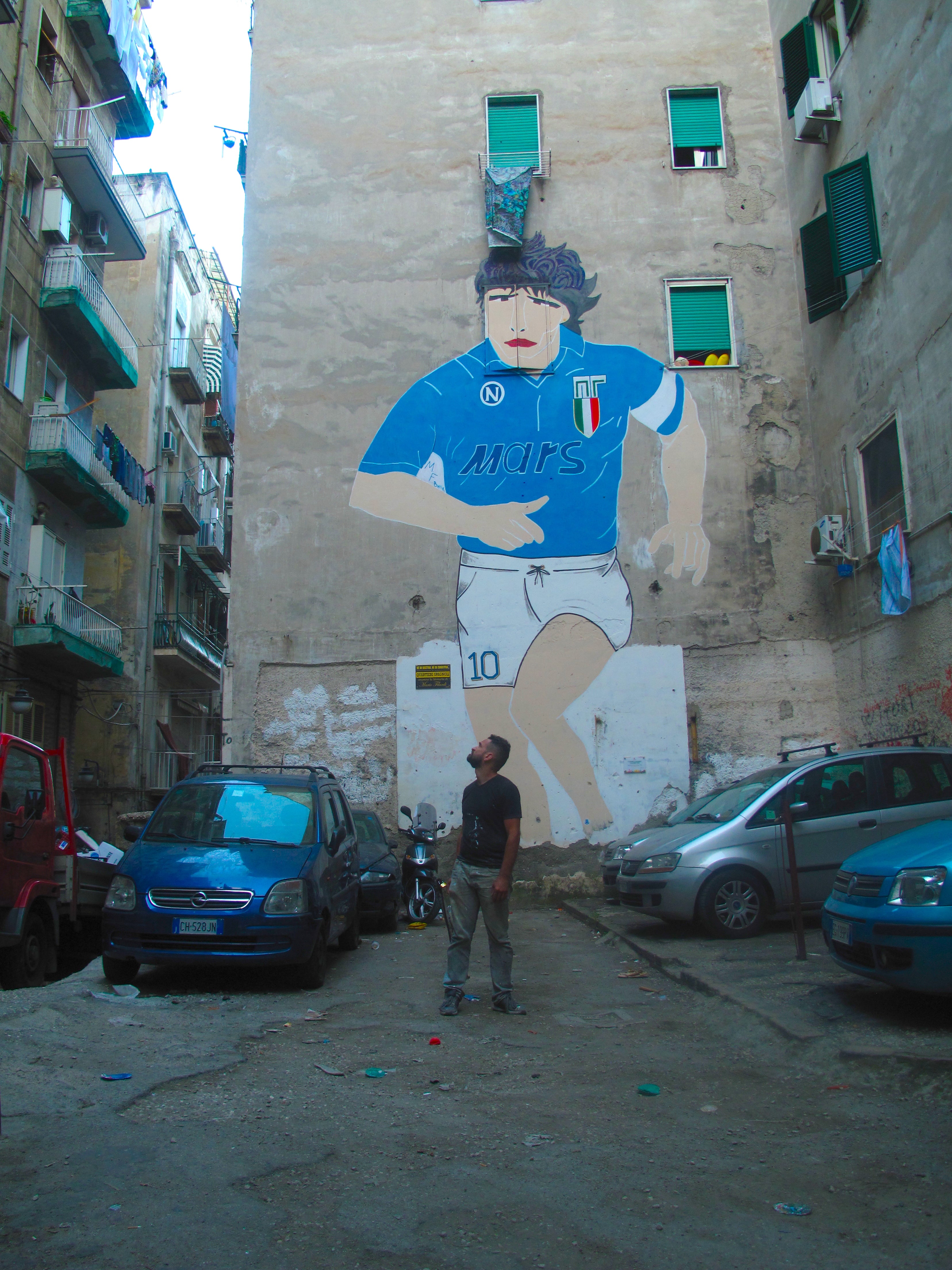 Diego Maradona mural by Salvatore Iodice in Naples