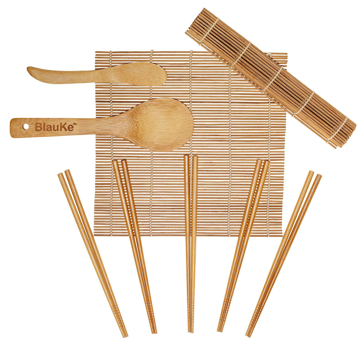 Paddle 5 Pairs of Chopsticks Bamboo Sushi Rolling Mats 13Pcs Sushi Making Kit DIY Beginner Sushi Kit