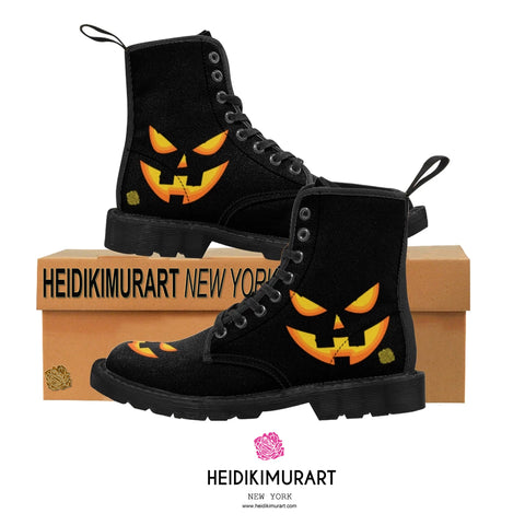 halloween mens winter boots pumpkin face