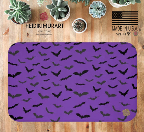 purple bats bath mat halloween party 