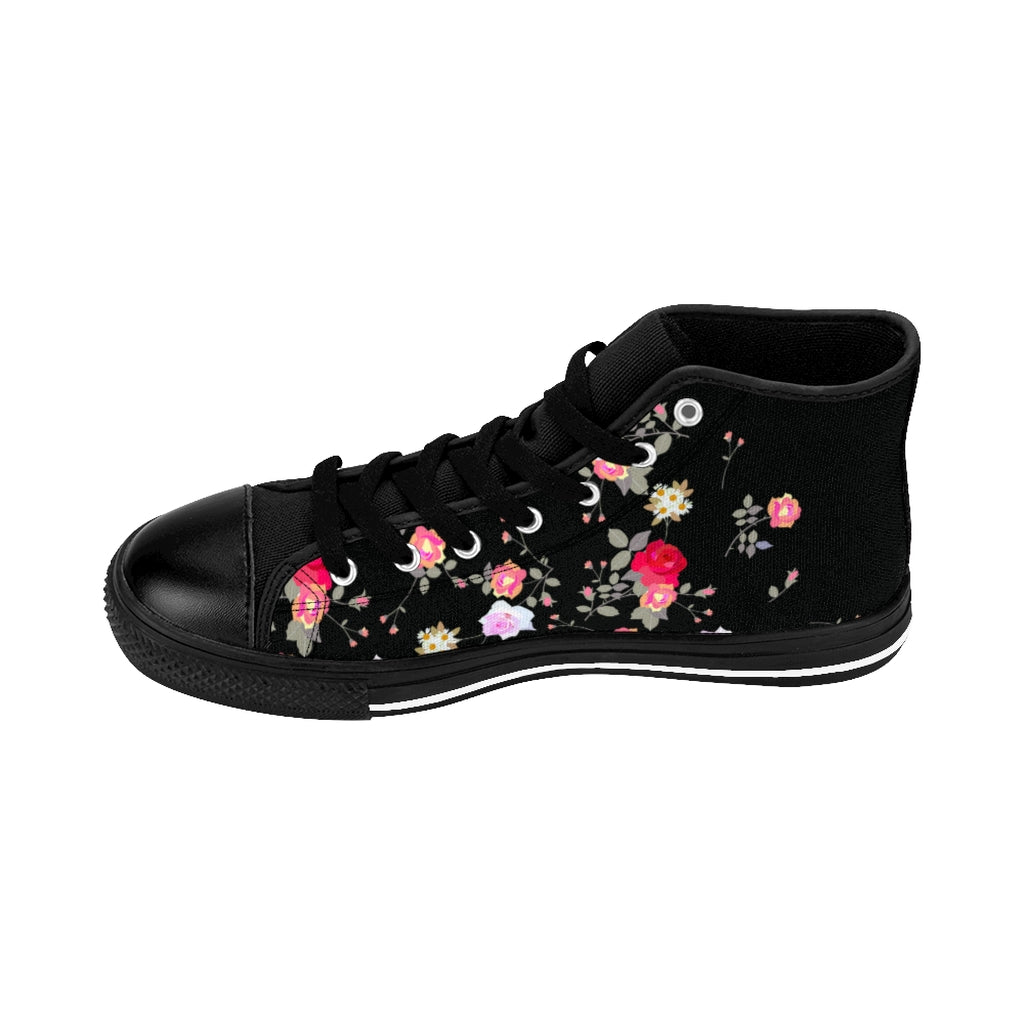 black floral tennis shoes