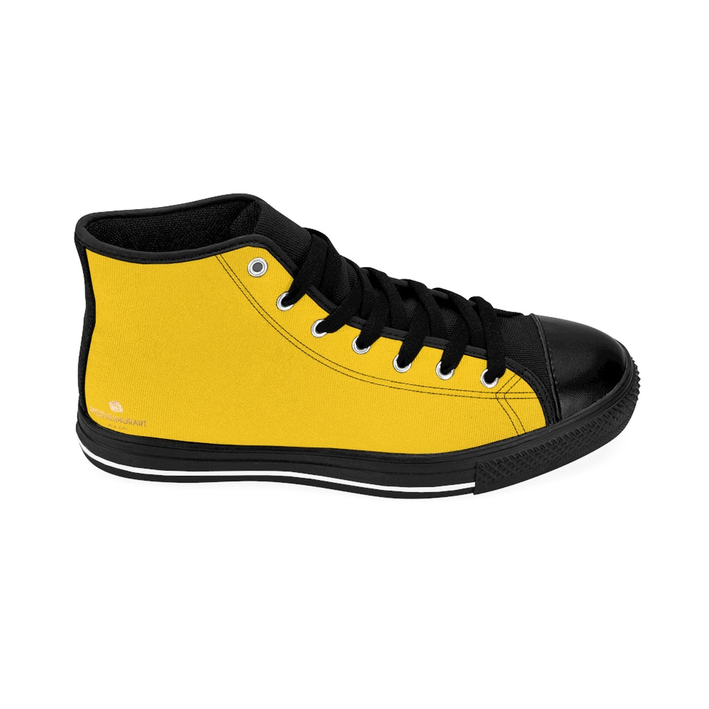 Men's Yellow High-top Sneakers, Yellow 