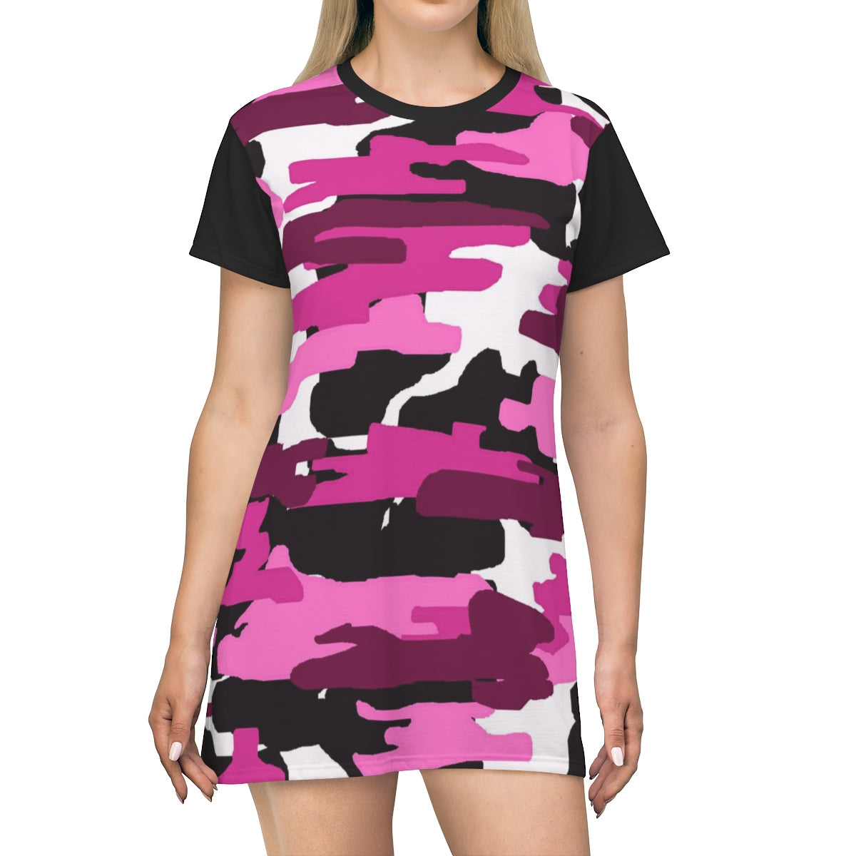 pink camo t shirt dress