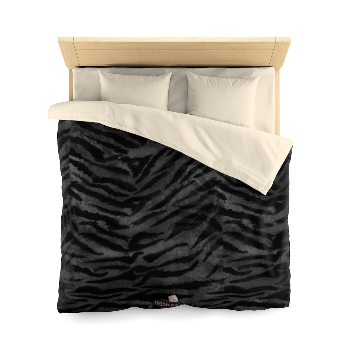 Black Tiger Stripe Duvet Cover Gray Animal Print Queen Twin Size