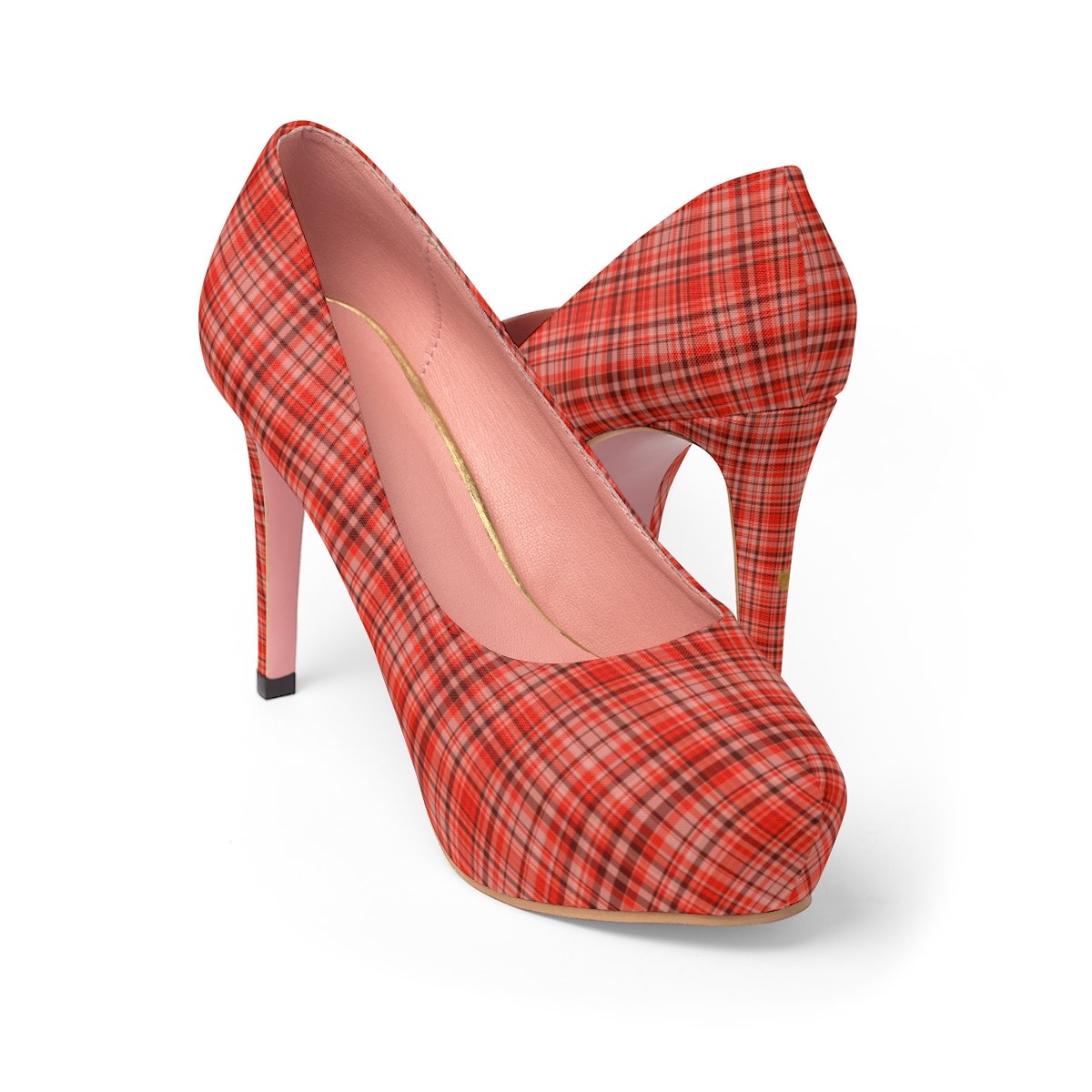 red tartan plaid heels