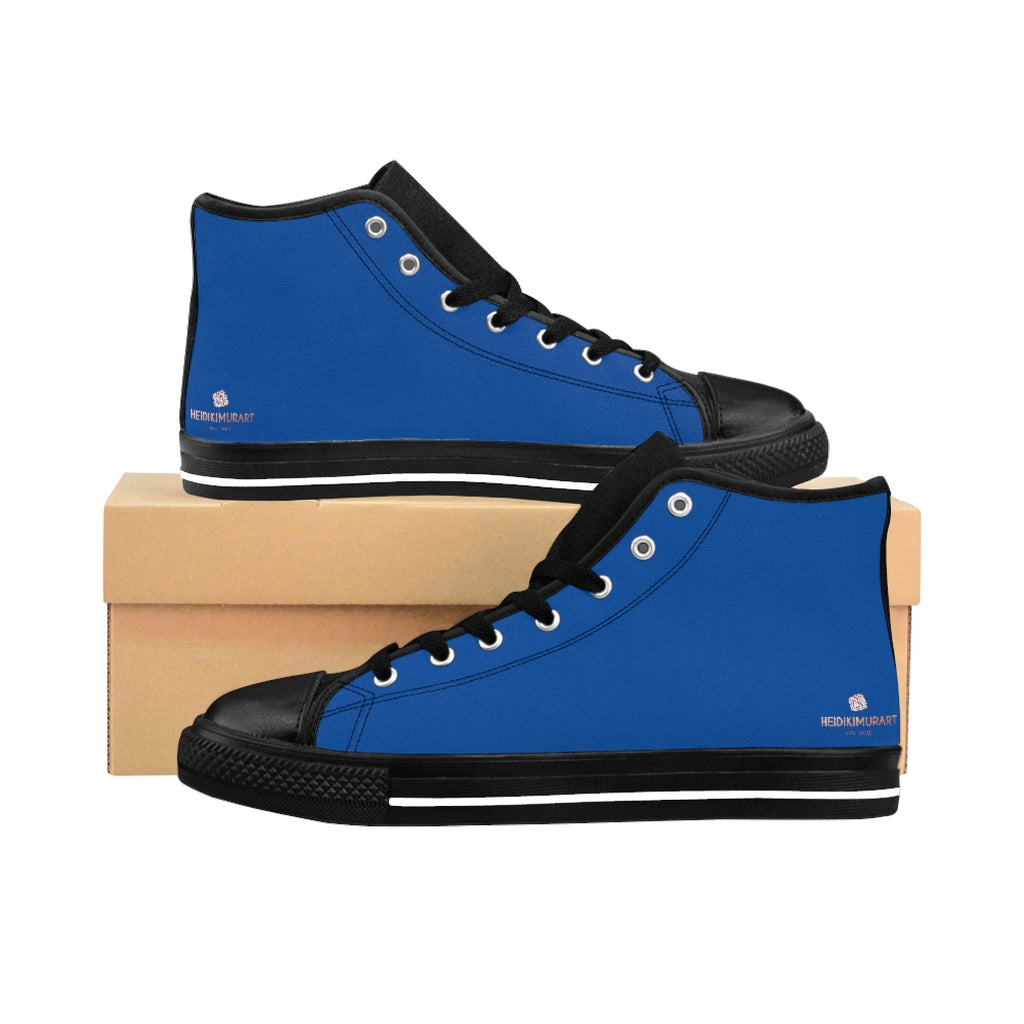 Dark Blue Men's Sneakers, Solid Color Minimalist – Heidikimurart Limited