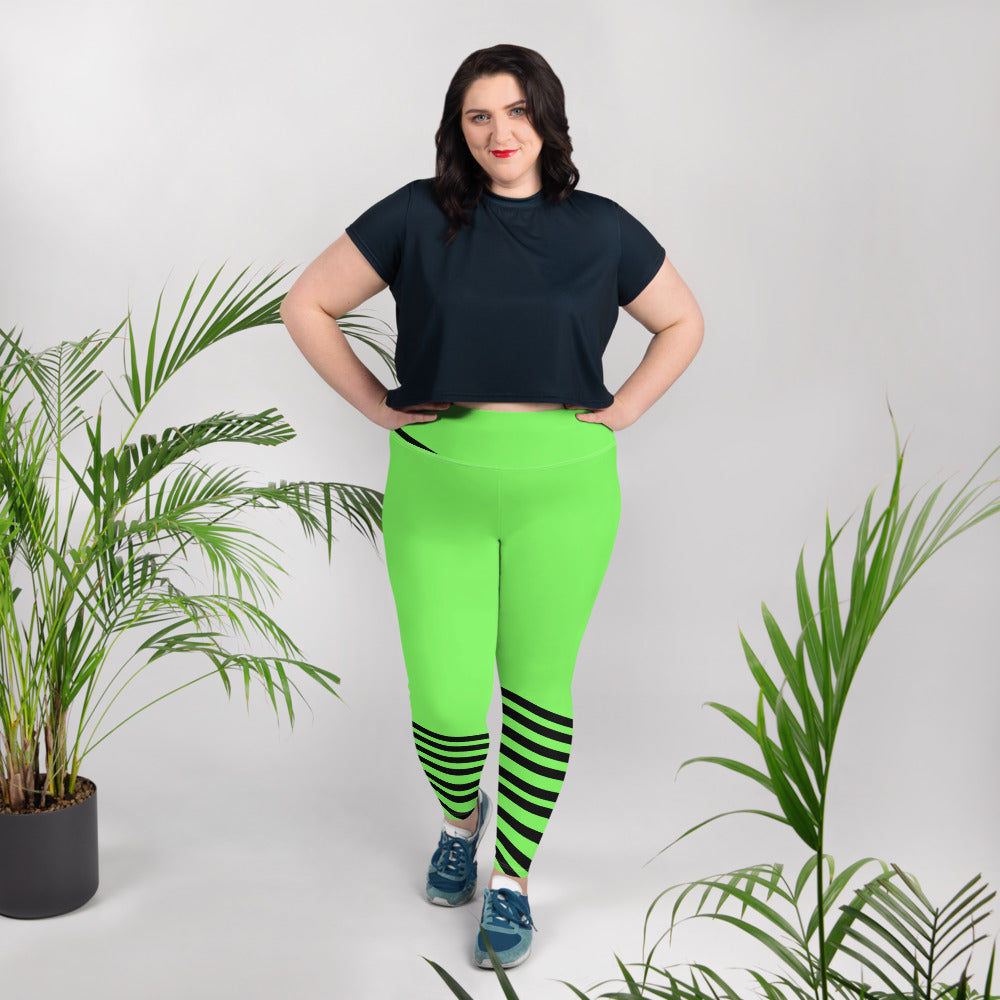 plus size green and black striped tights