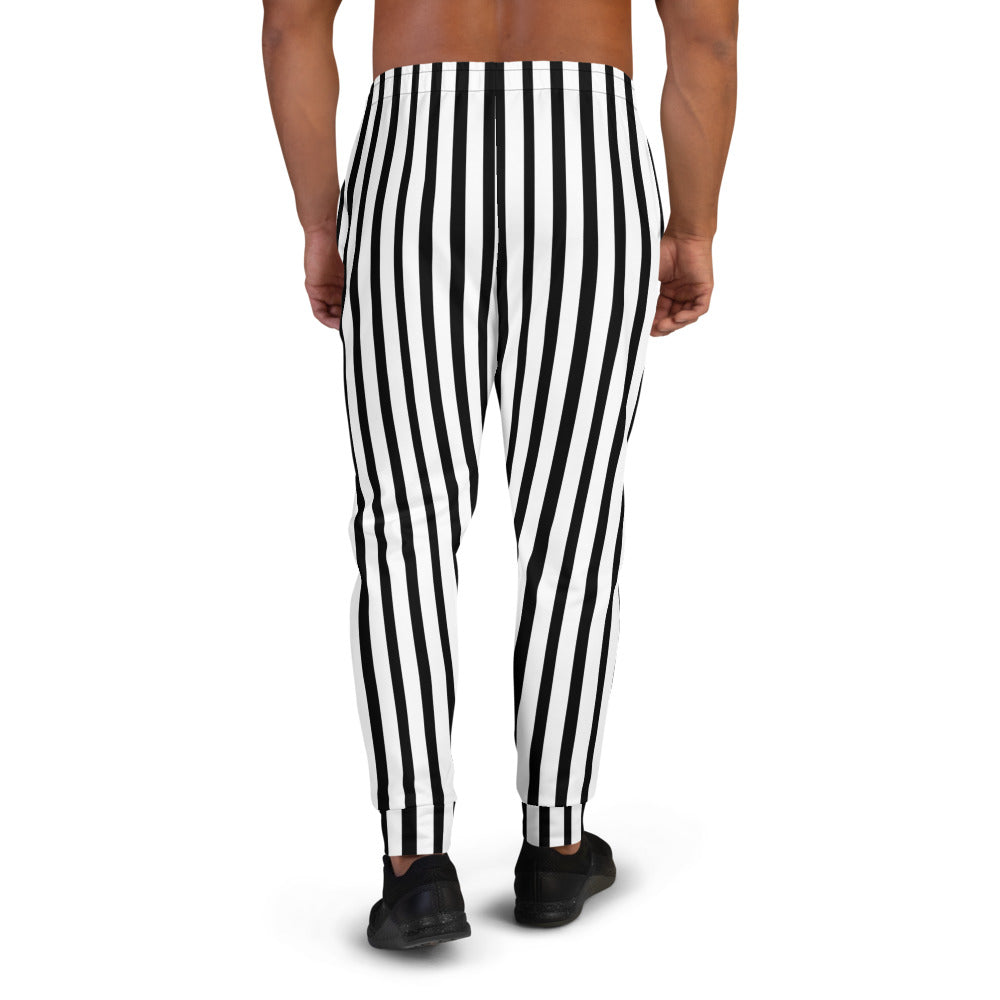 black and white striped joggers mens