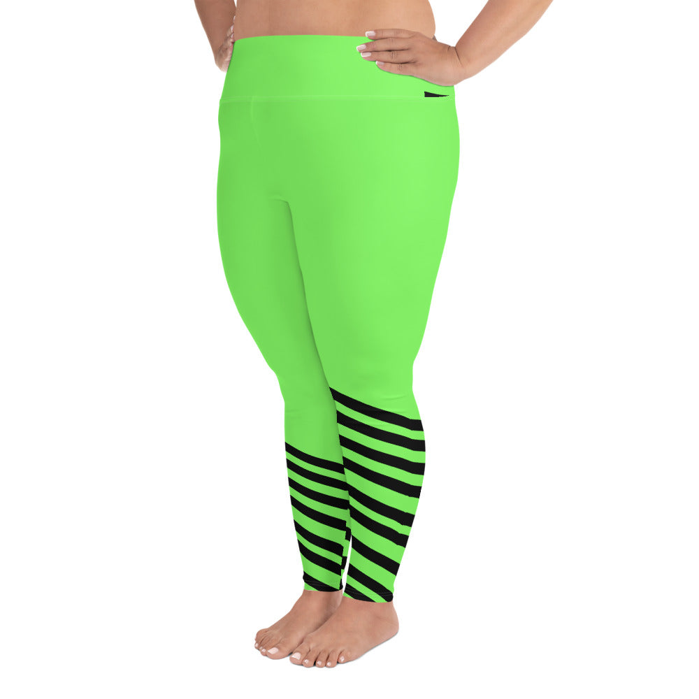 plus size green and black striped tights