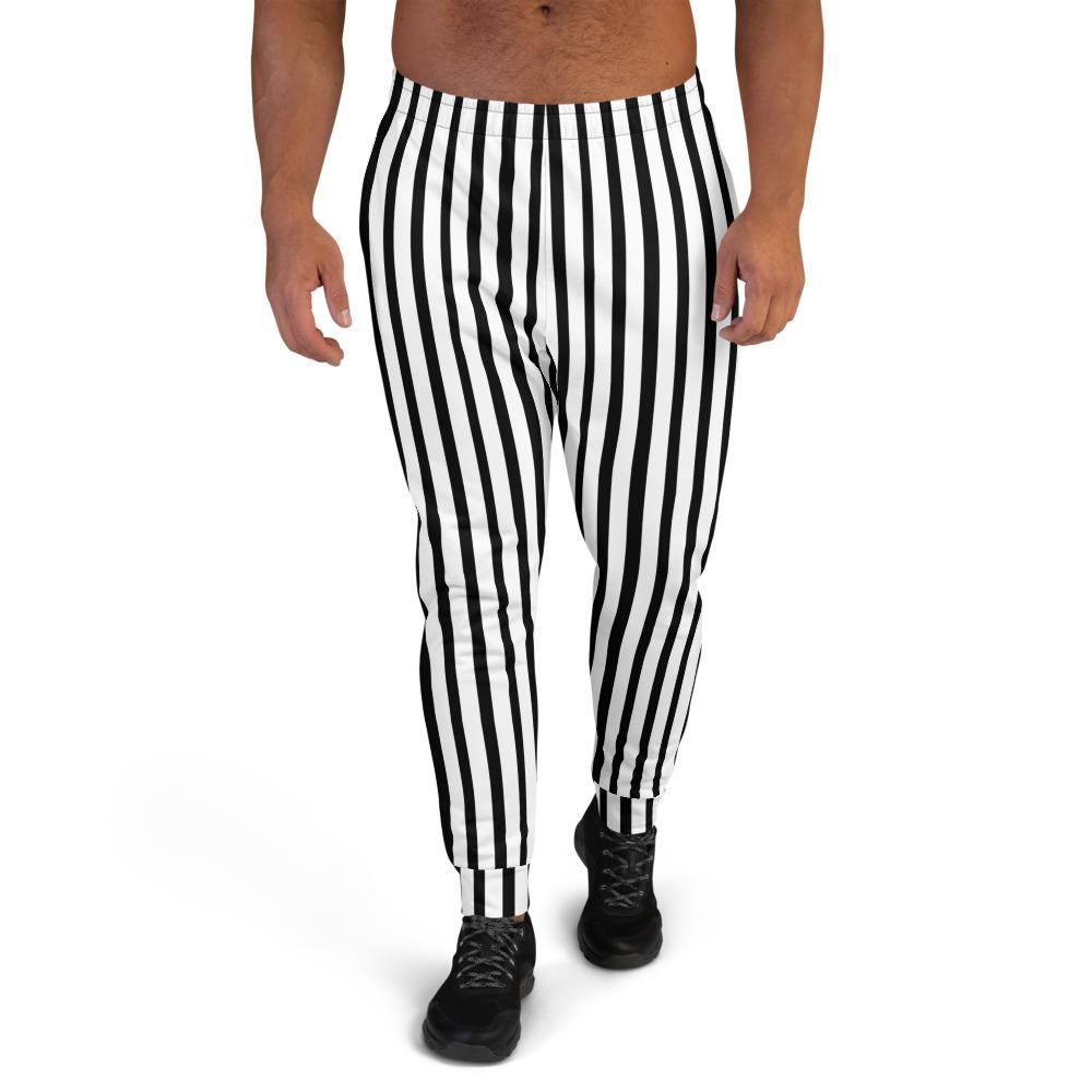 mens black joggers white stripe