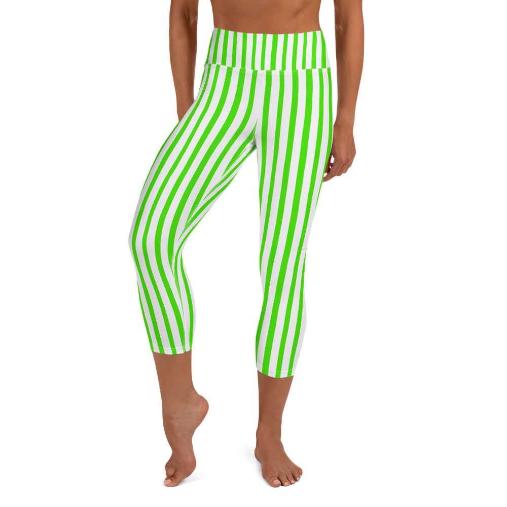 green and white striped leggings for adults