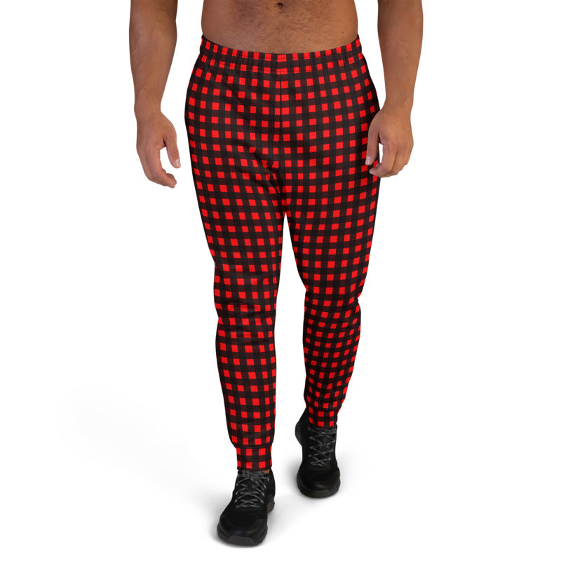 red plaid joggers mens