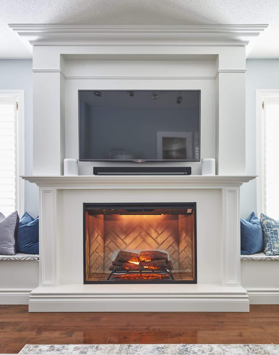fireplace with window seats