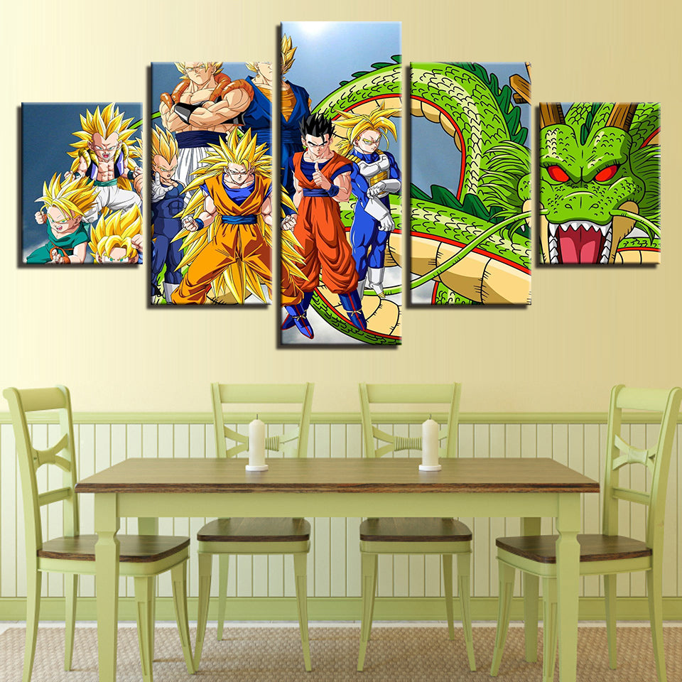 Hd Prints Canvas Pictures Living Room Wall Art Anime Posters 5 Pieces Dragon Ball Z Super Saiyan Paintings Home Decor Framework