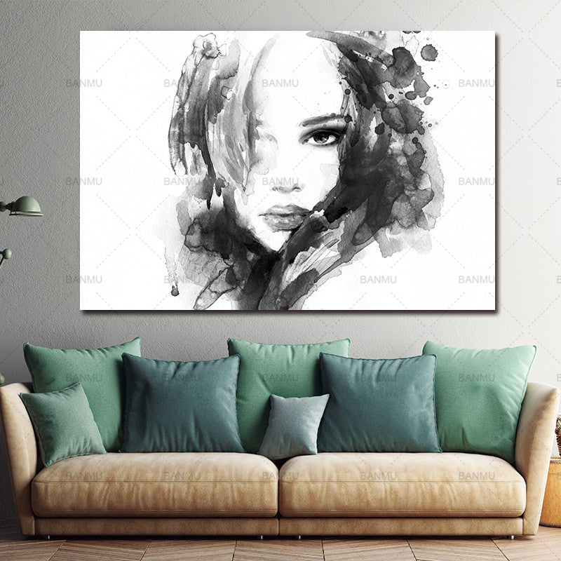 Prints Wall Art Canvas Painting Black White Girl Posters Nordic Decora Retrodora