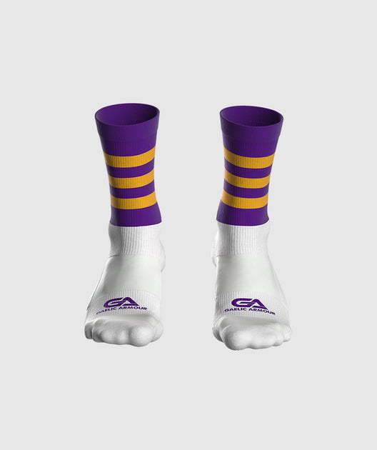 purple and white basketball socks