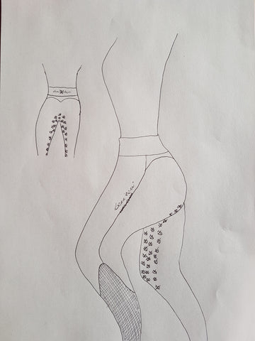 An early paper sketch of luxe leggings concept