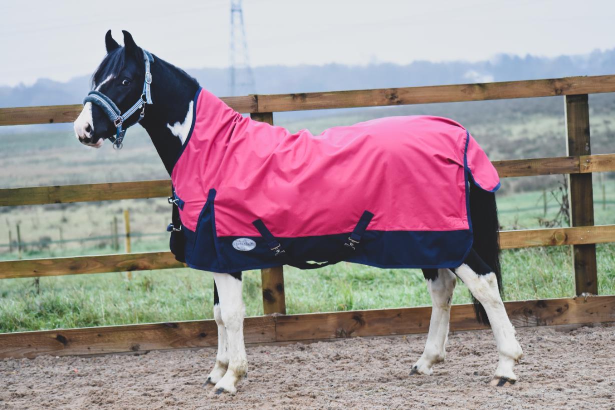 Lightweight Turnout Rainsheet Waterproof Half Neck Horse Rug Corel/Navy 5'6-6'9