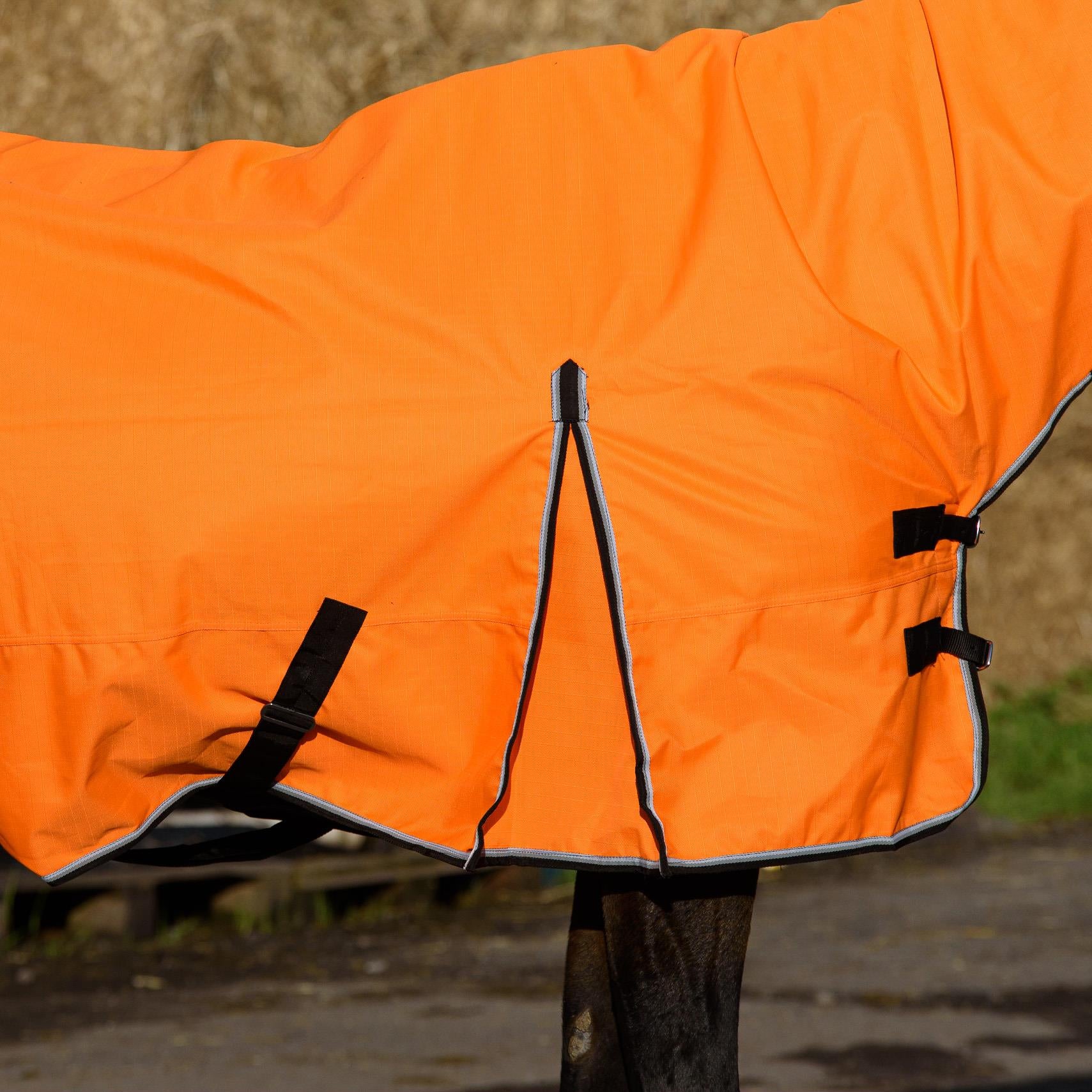 1200D Outdoor Winter Turnout Horse Rugs 50G Fill Combo Neck Teflon Orange 5'3-6'9