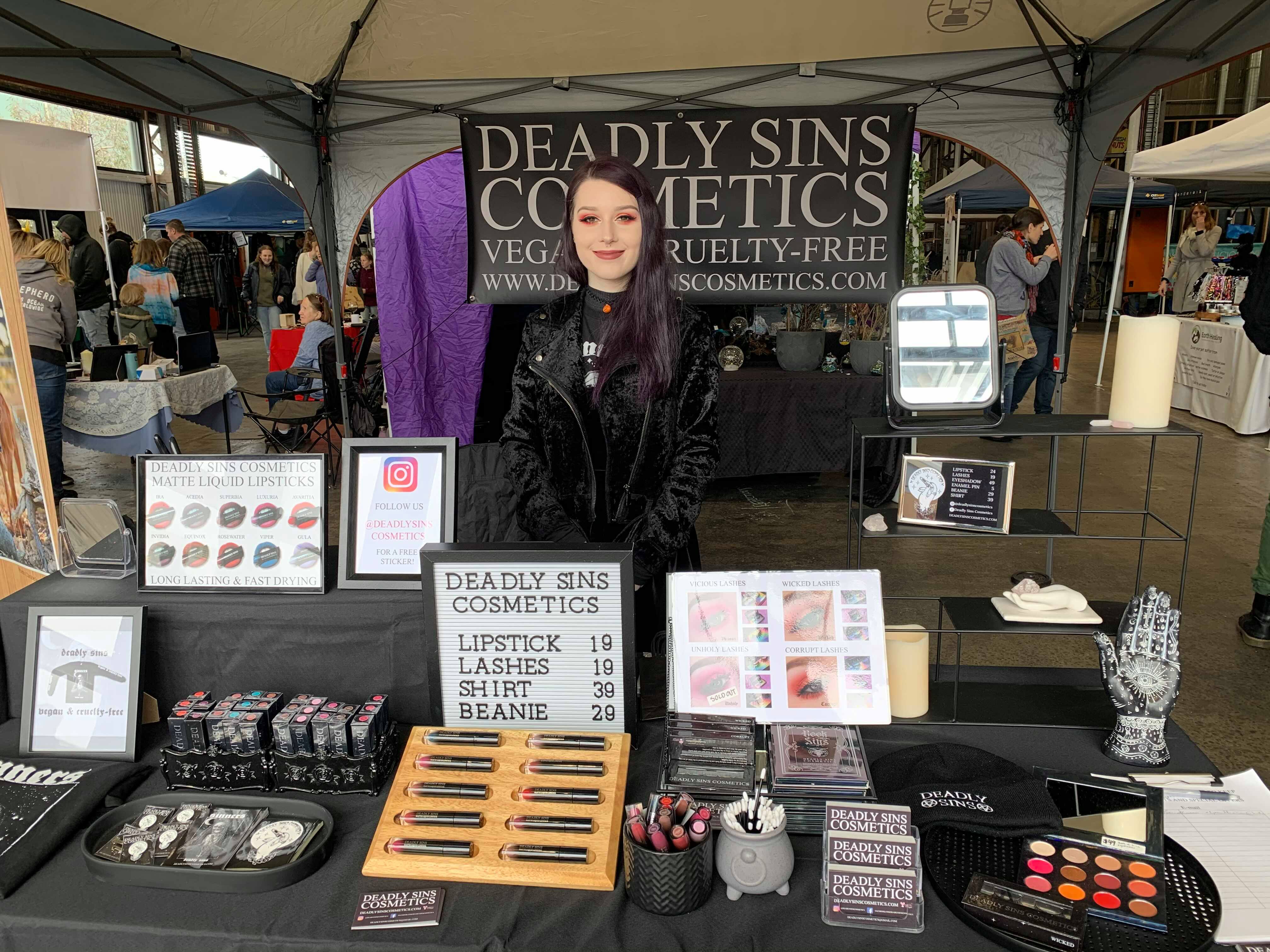 Deadly Sins Cosmetics Stall at Sea Shepherd ocean defence tour