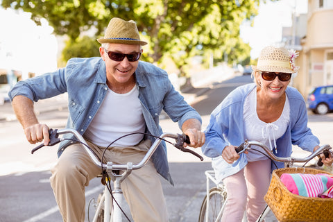 Friends riding bikes