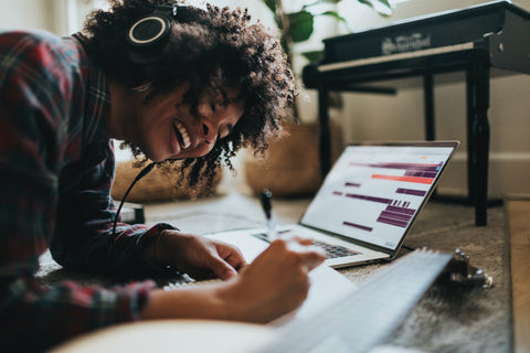 Woman learning something from online