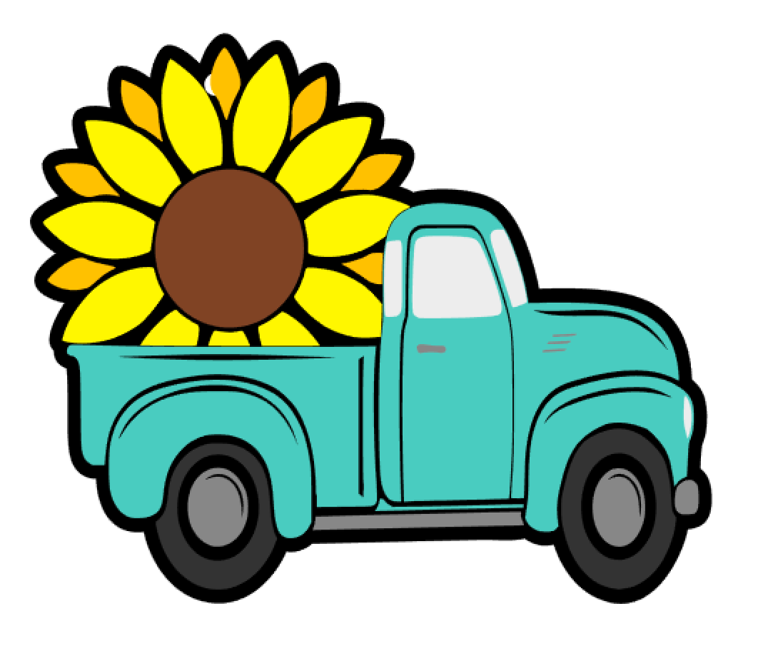 Download Vintage Truck With Sunflower Acrylic Key Chain Blank ...