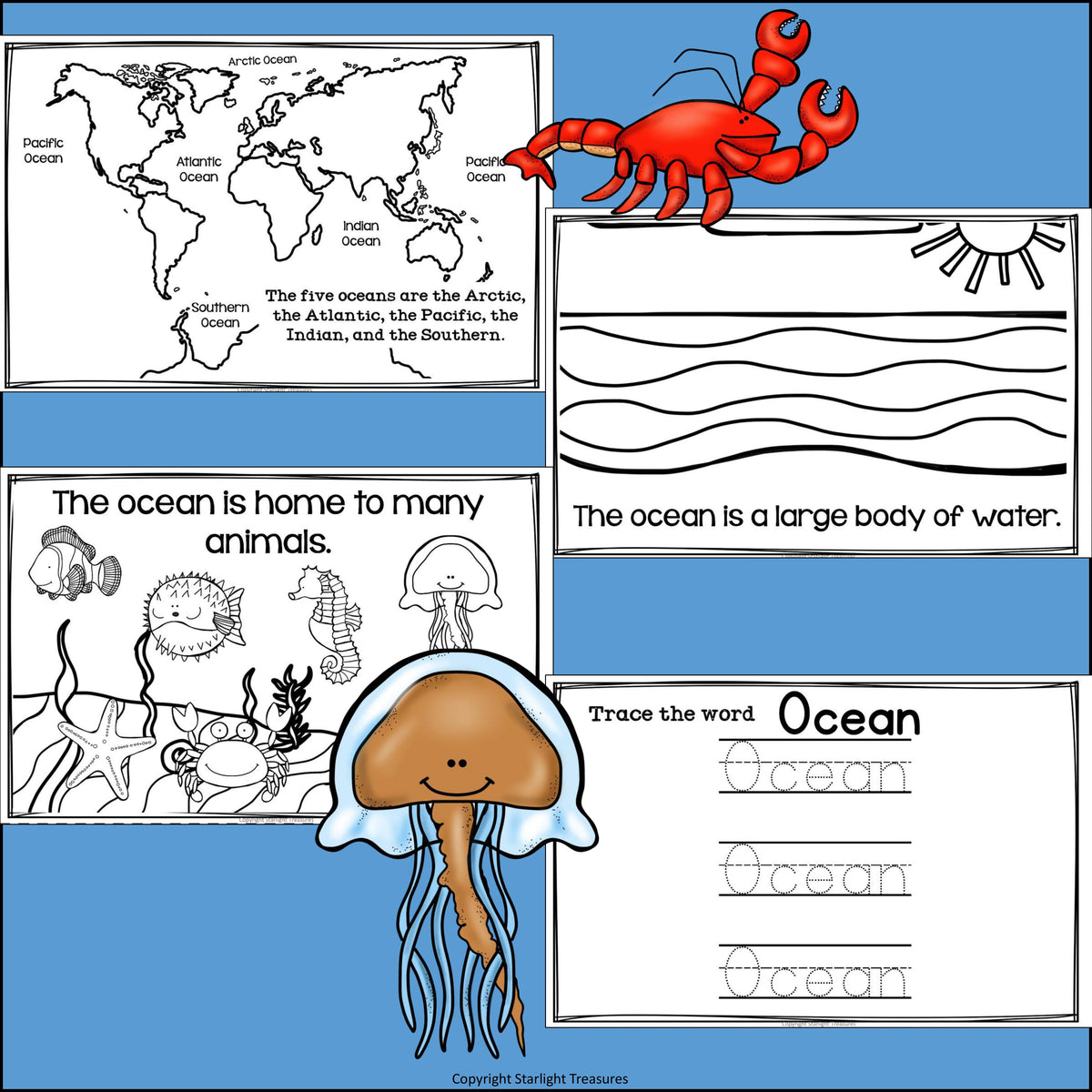 The Ocean Mini Book for Early Readers: Ocean Animals – Starlight Treasures  LLC