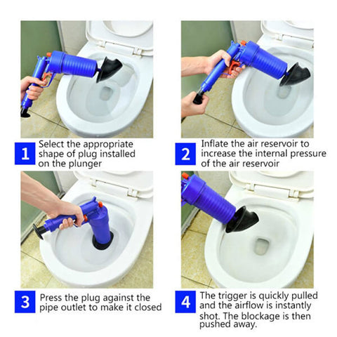 Air Power Drain Blaster Gun High Pressure Powerful Manual Sink Plunger Opener Cleaner Pump for Bath Toilets Clogged Pipe Bathtub