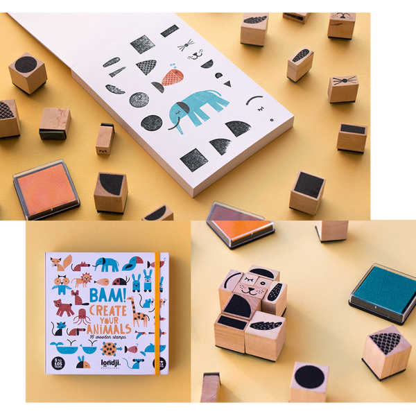 Londji BAM Create Your Animals Wooden Stamps