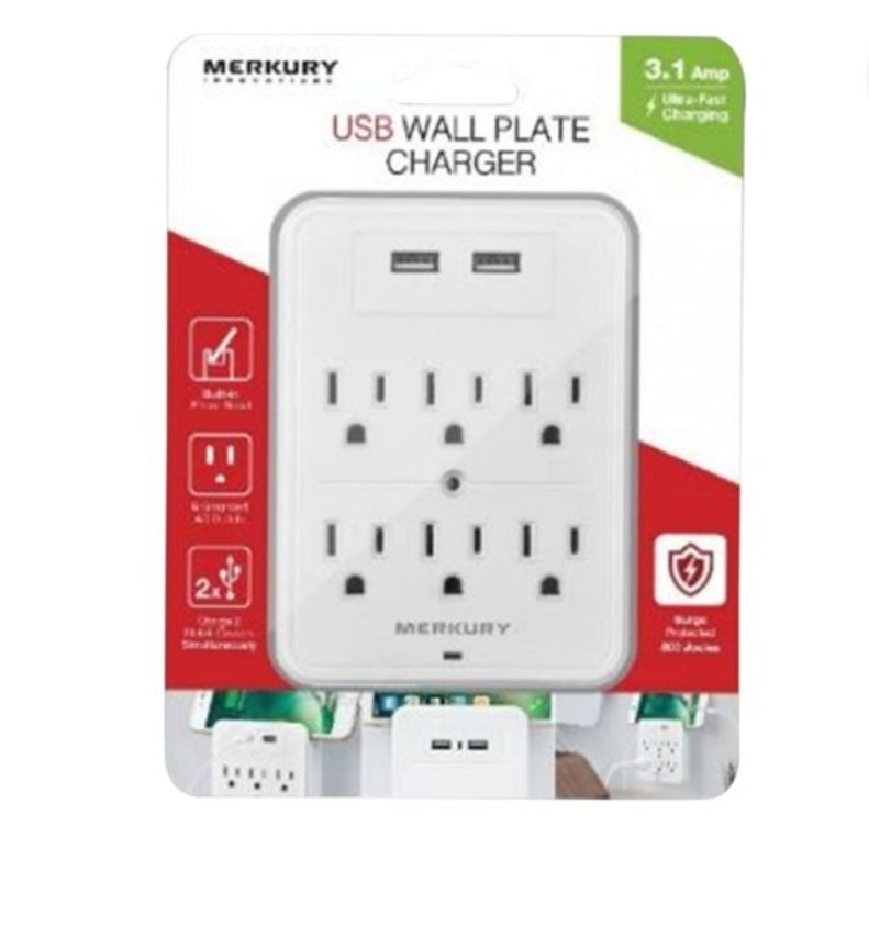 merkury usb wall plate charger red light