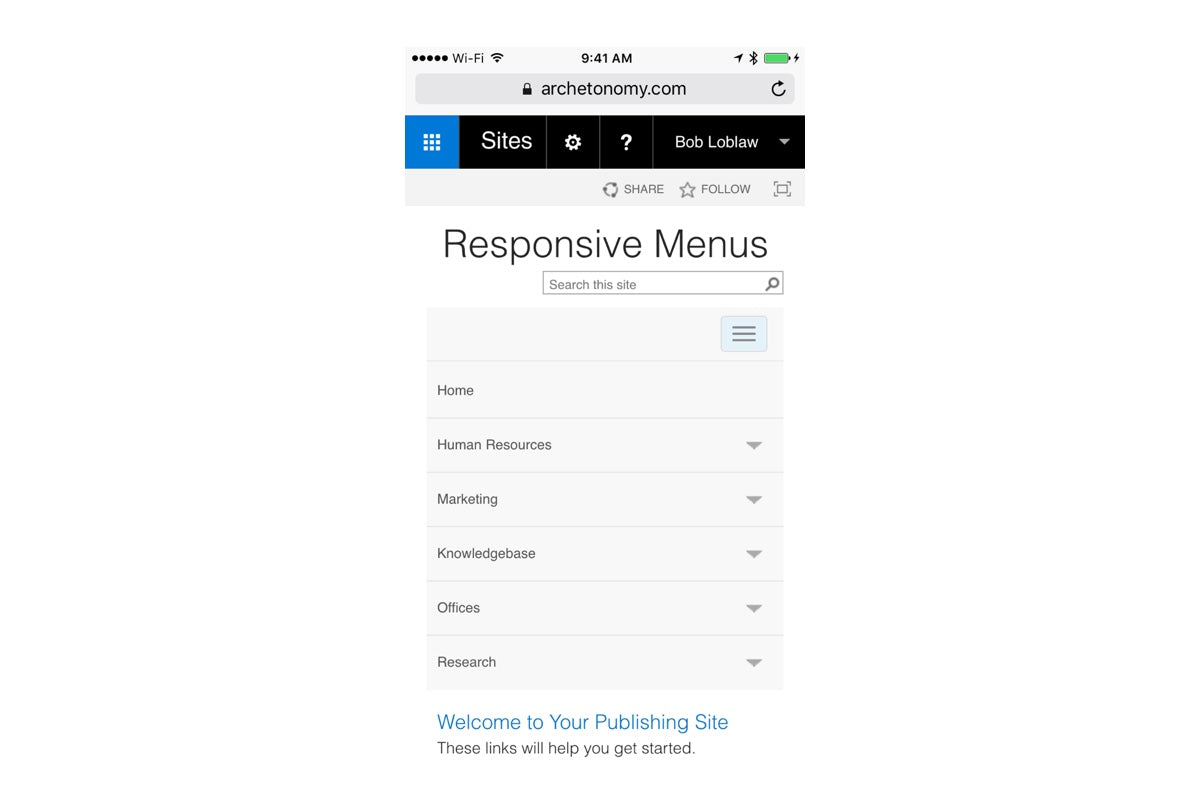 SharePoint Responsive Mega Menu on iPhone