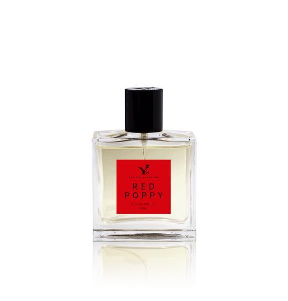 perfume with poppy on bottle