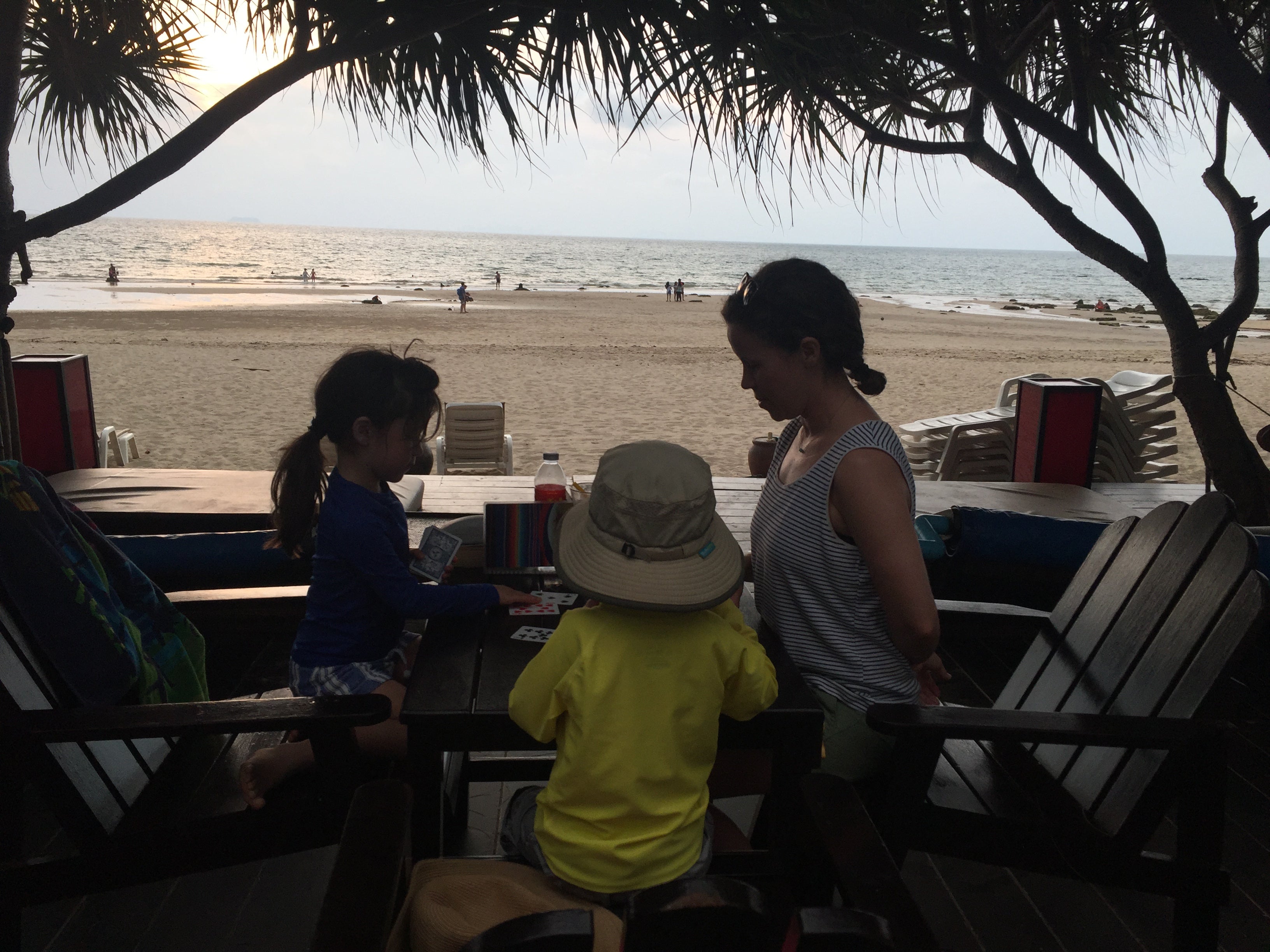 Amanda and kids on a beach