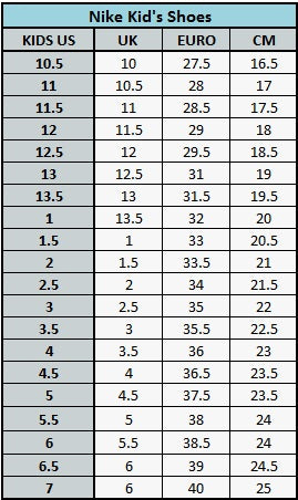 big kid shoe size compared to women's