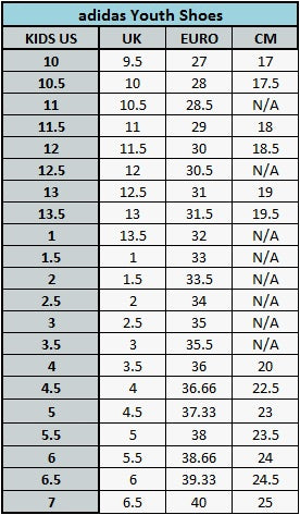 adidas shoes size chart