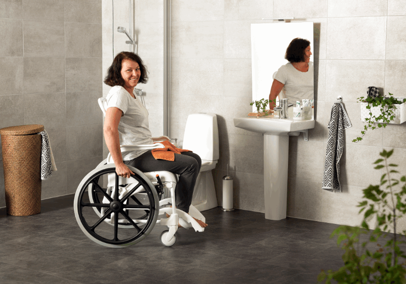 A lady sitting in a wheelchair