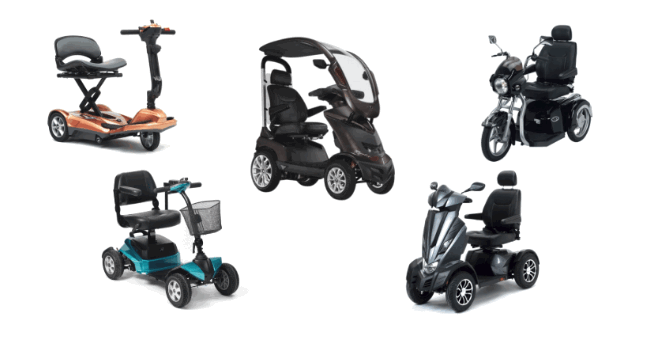 Various mobility scooters